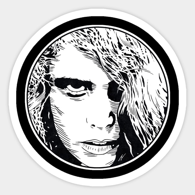 LIVING DEAD GIRL - Night of the Living Dead (Circle Black and White) Sticker by Famous Weirdos